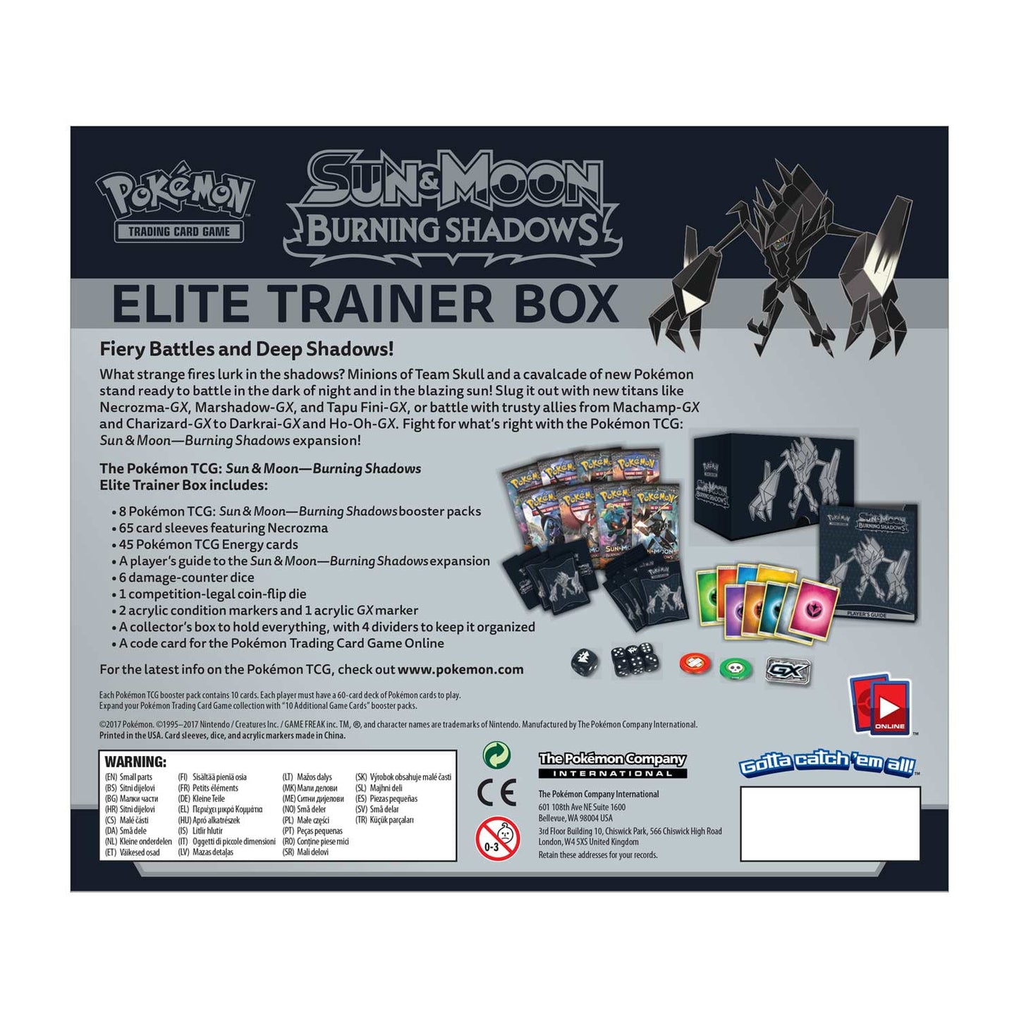 Pokémon Sun and Moon Burning Shadows Elite Trainer Box